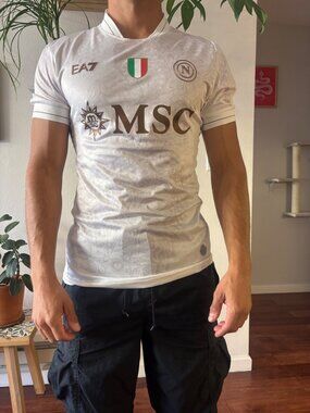 EA7 Napoli White MSC Soccer Jersey Men's M